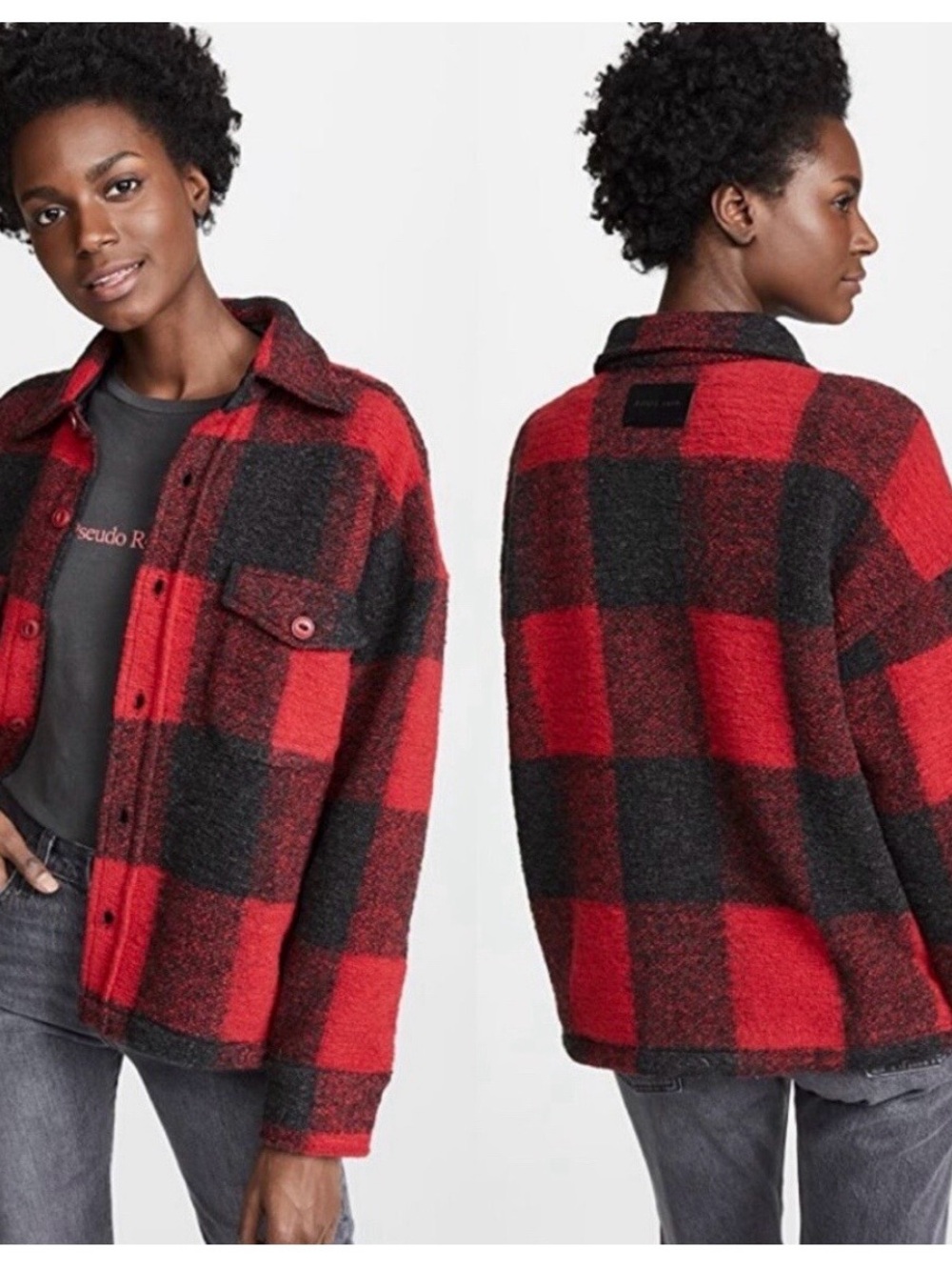 Anine Bing Bobbi Lined wool / flannel Jacket / Shacket in Buffalo plaid